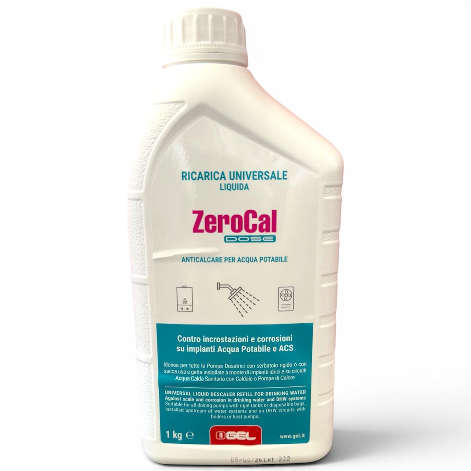zerocal dose flacone da 1 lt per dosatori gel per un anno di autonomia