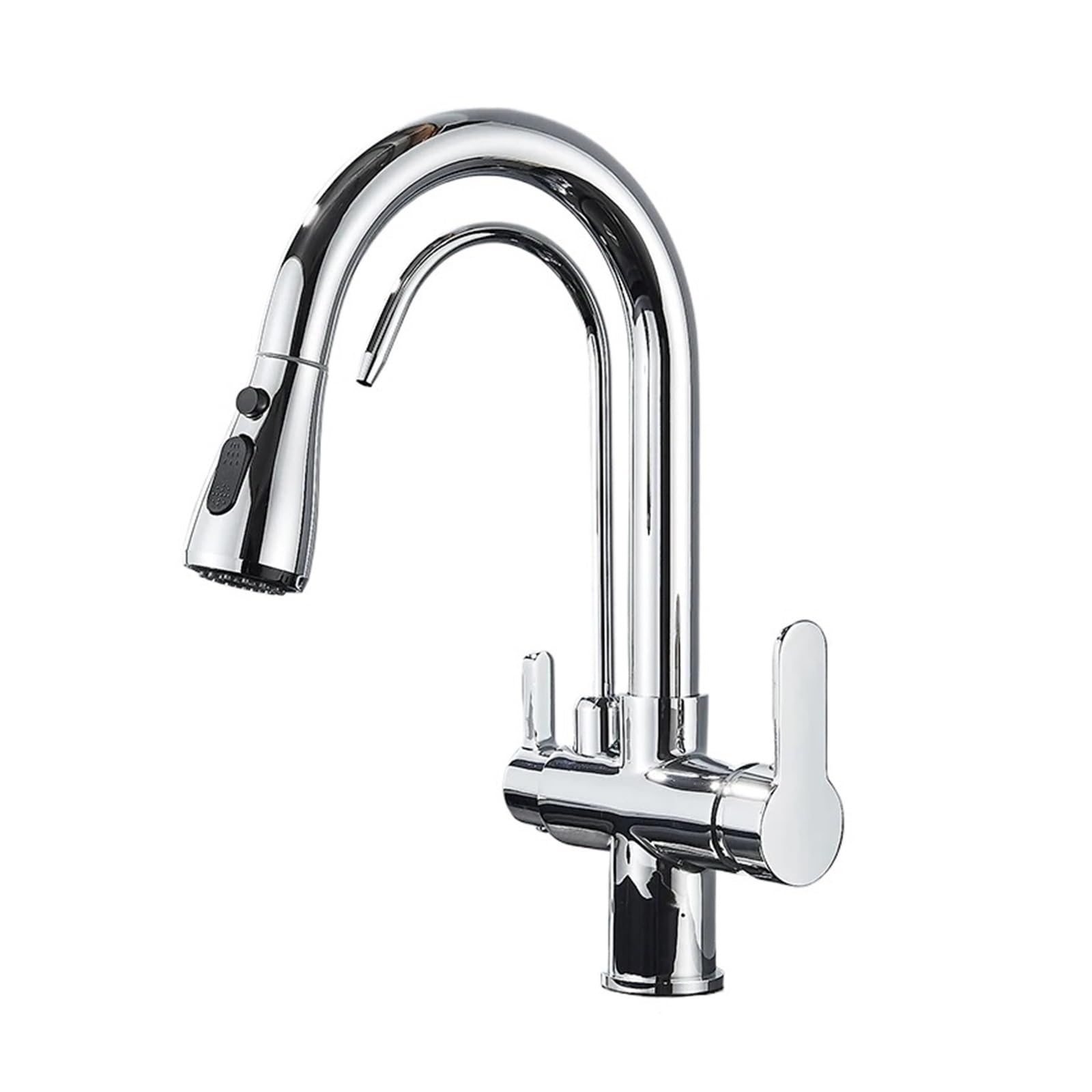 HTTGDGDH Matte Black Kitchen With 360° Rotating Pullout Sprayer Durable Water Filter Crane Antique Brass Mixer For Sink Perfect For Modern Kitchens,Type Achrome