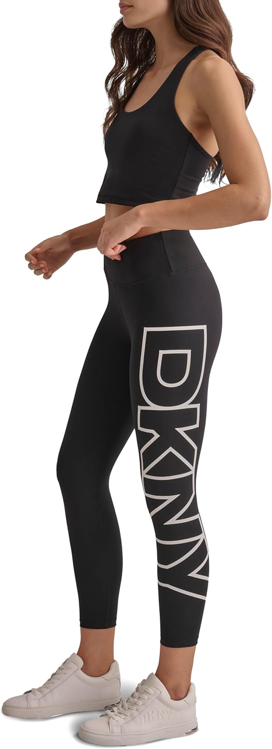 DKNY Womens Exploded Logo High Waist Balance Compression Legging - Image 3