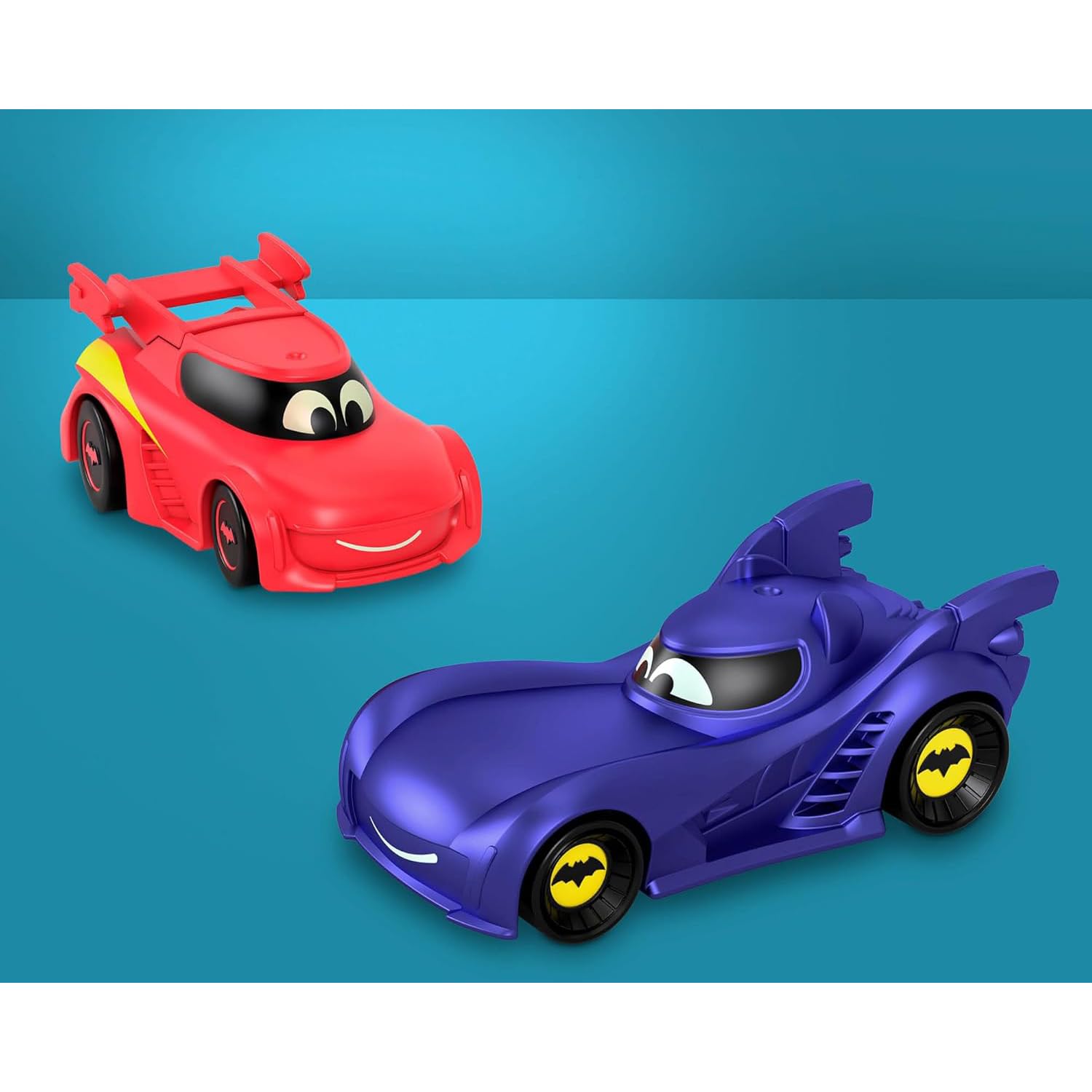 Fisher-Price DC Batwheels - Batcaverne Lancia et Sflèche, Jeu de Piste inspiré de la Batcaverne avec 3 Plans de Jeu, lumières et Sons, Comprend 2 Voitures, Jouet pour Enfants, 3+ Ans, HYR74