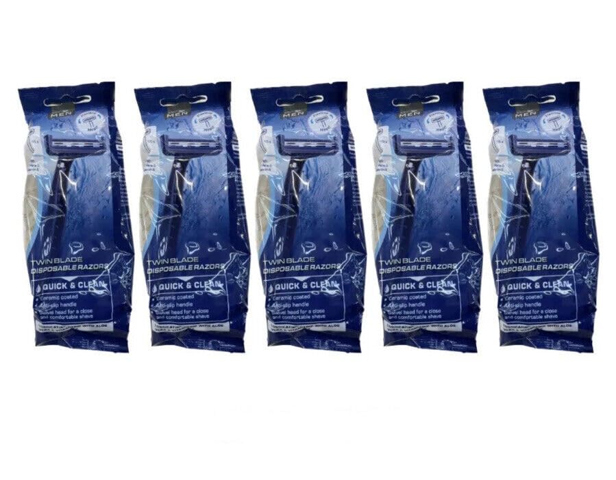5 Pack Cien Men Twin Blade Disposable Razors, 10x5= 50 Razors : Amazon ...
