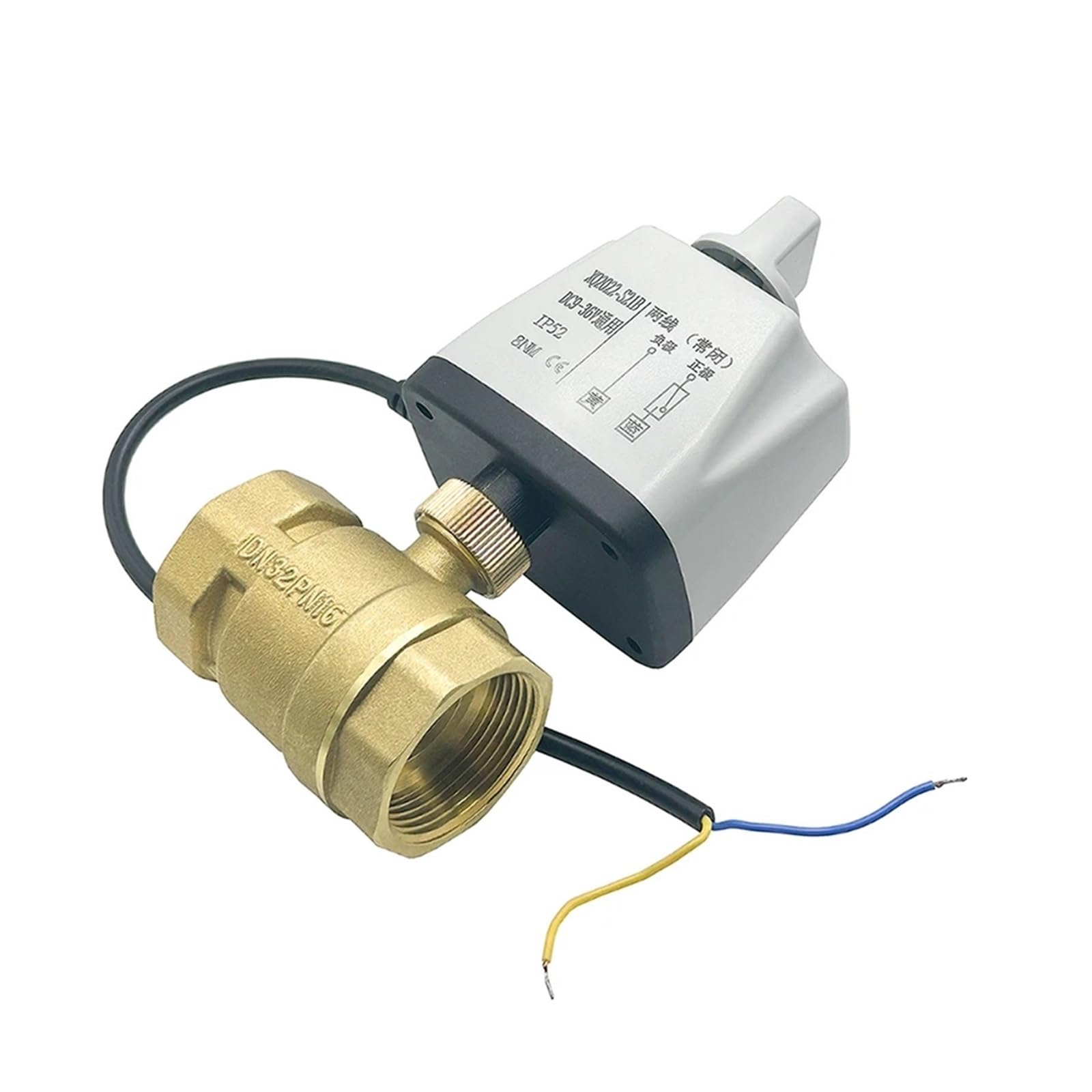 QRUYHBAJU 1/2" 3/4" 1" 1-1/4" 1-1/2" 2" Motorized Ball Valve with Manual Switch 2-Wire Control Normally Closed Electric Ball Valve 2-Way(Dn40,CLOSED-12VDC)