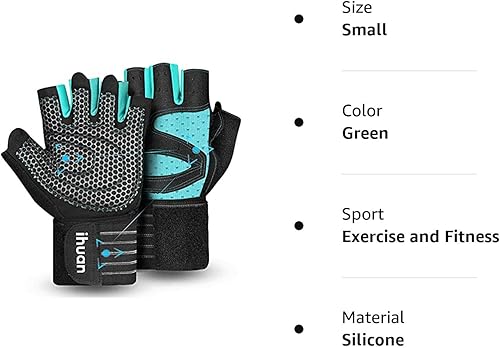 Miniatura 6 de ihuan - Guantes de entrenamiento con ventilación para hombres y mujeres, protección completa de la palma de la mano para levantamiento de pesas,