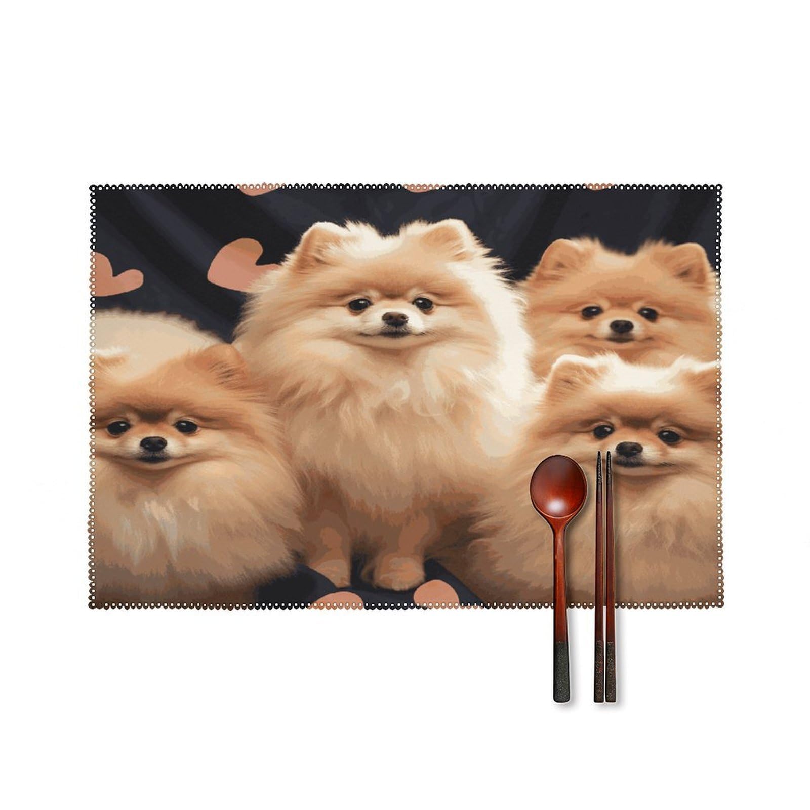 Fodpand Style Pomeranians Puppies Placemats Set Of 4 Place Mats Table Mats