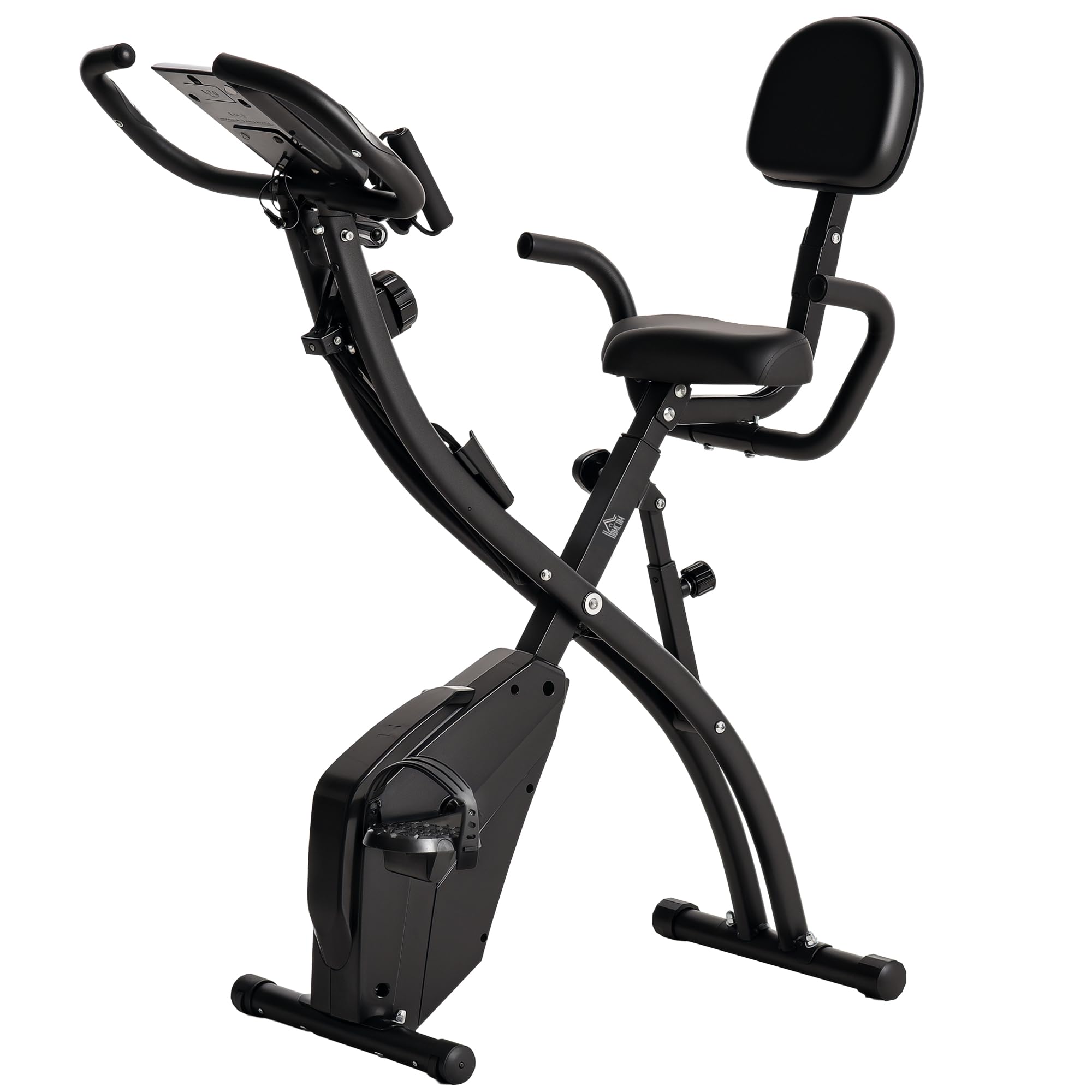 Homcom Unisex Black 2-In-1 Upright Exercise Bike 8-Level Adjustable With Pulse Sensor In