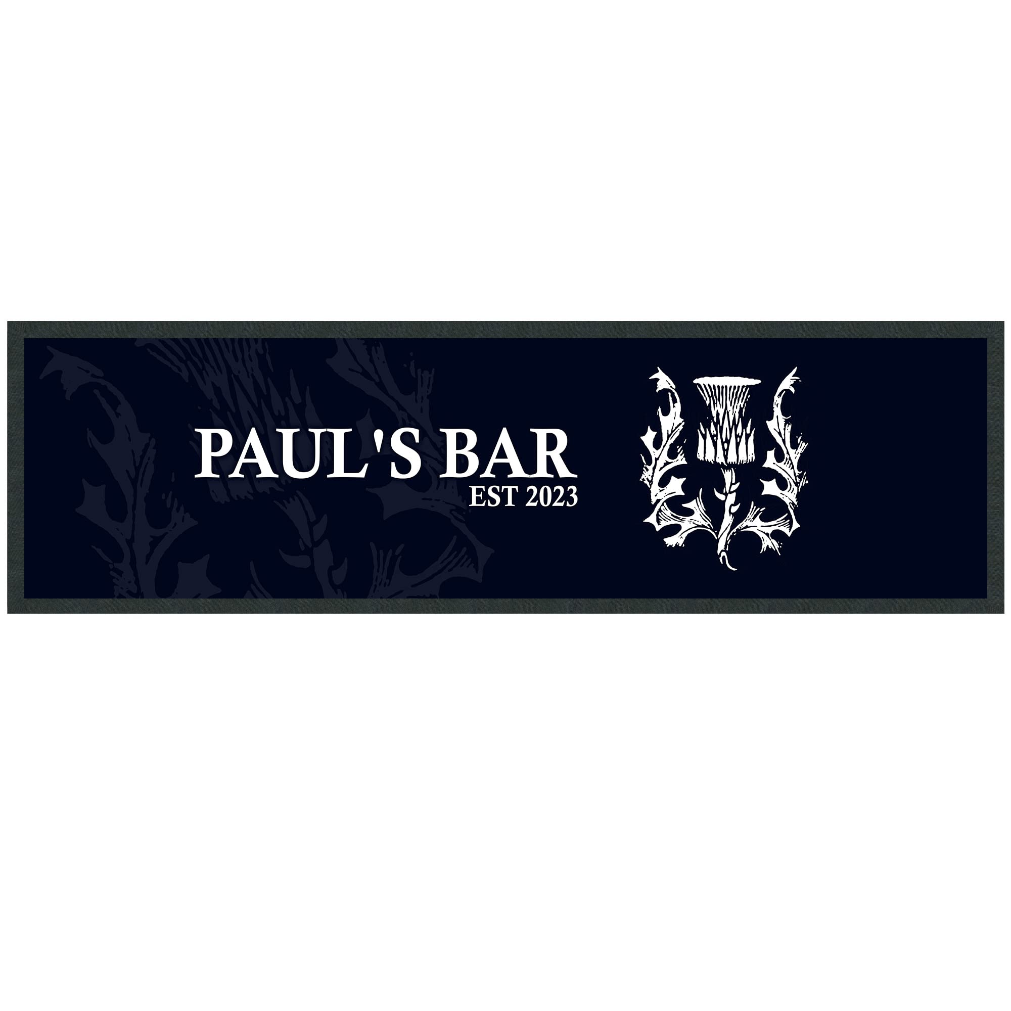 Purple Print House Personalised Scotland Thistle Bar Runner Scottish Rubber Beer Mat Rugby Home Garden Bar Accessories, Large - 880x250, Black
