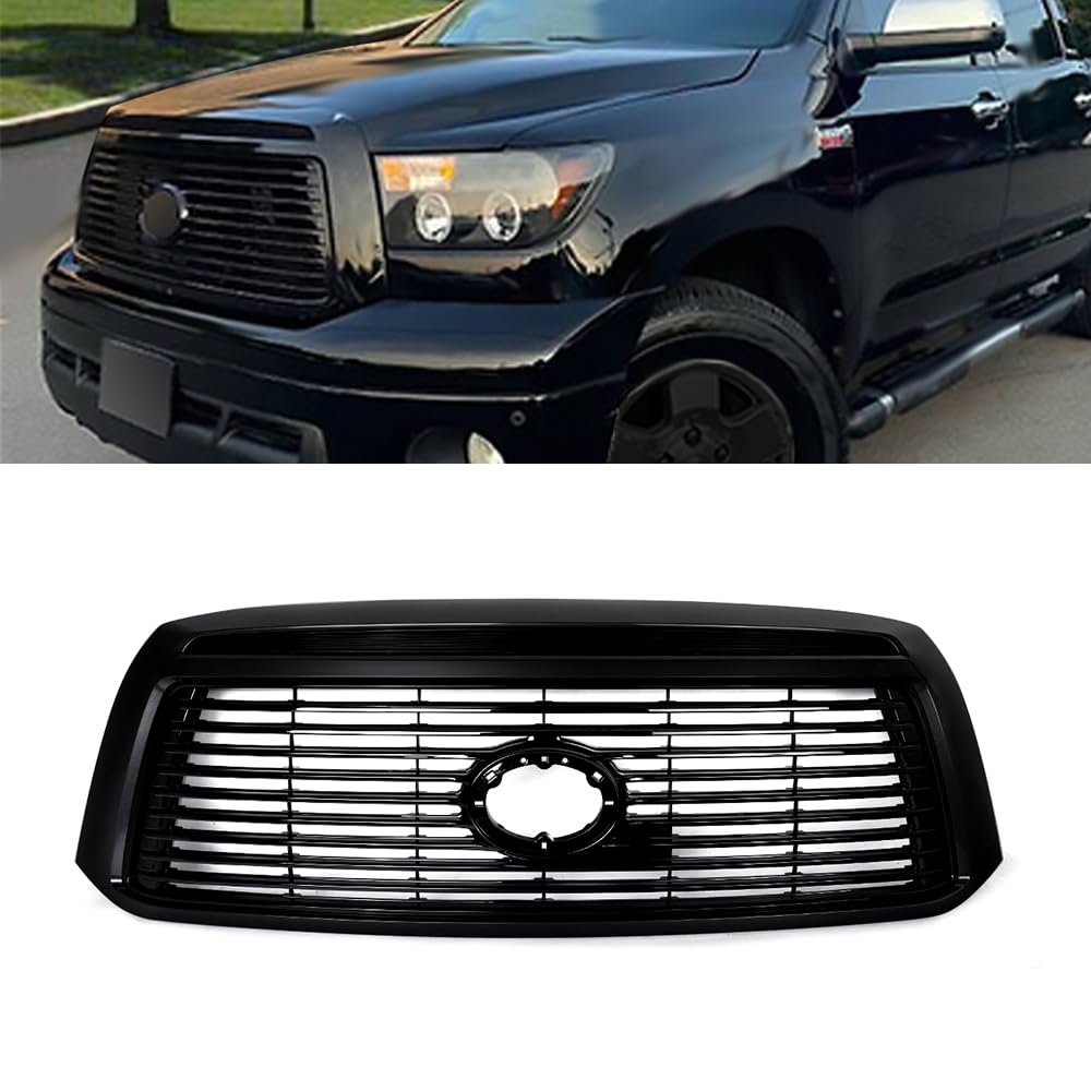 MIC Front Grille Grill Assembly Compatible with 2010-2013 Tundra (Gloss Black)