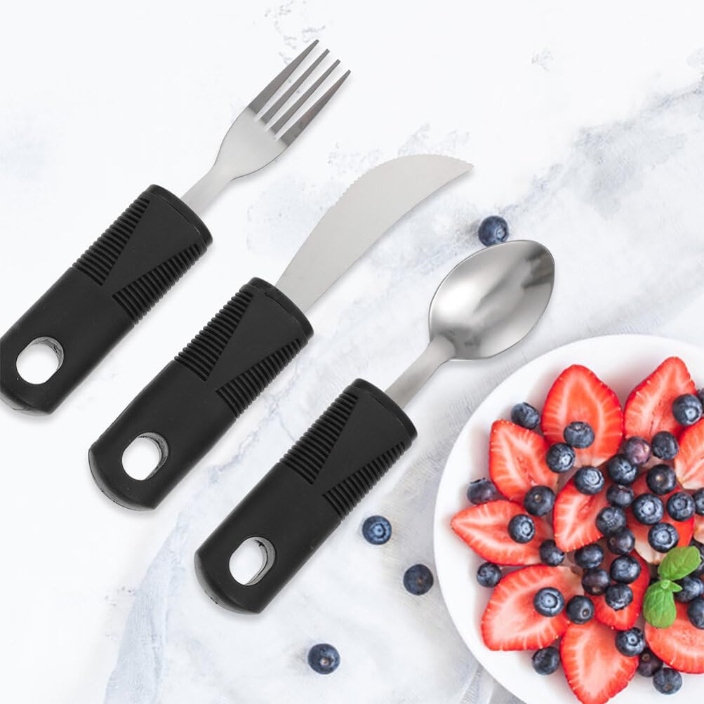 HEMOTON 6piezas Vajilla Adaptada Antivibración De Mango No Deslizante Cubiertos Para Adultos Mayores De Interior Utensilios Para Personas Discapacidad