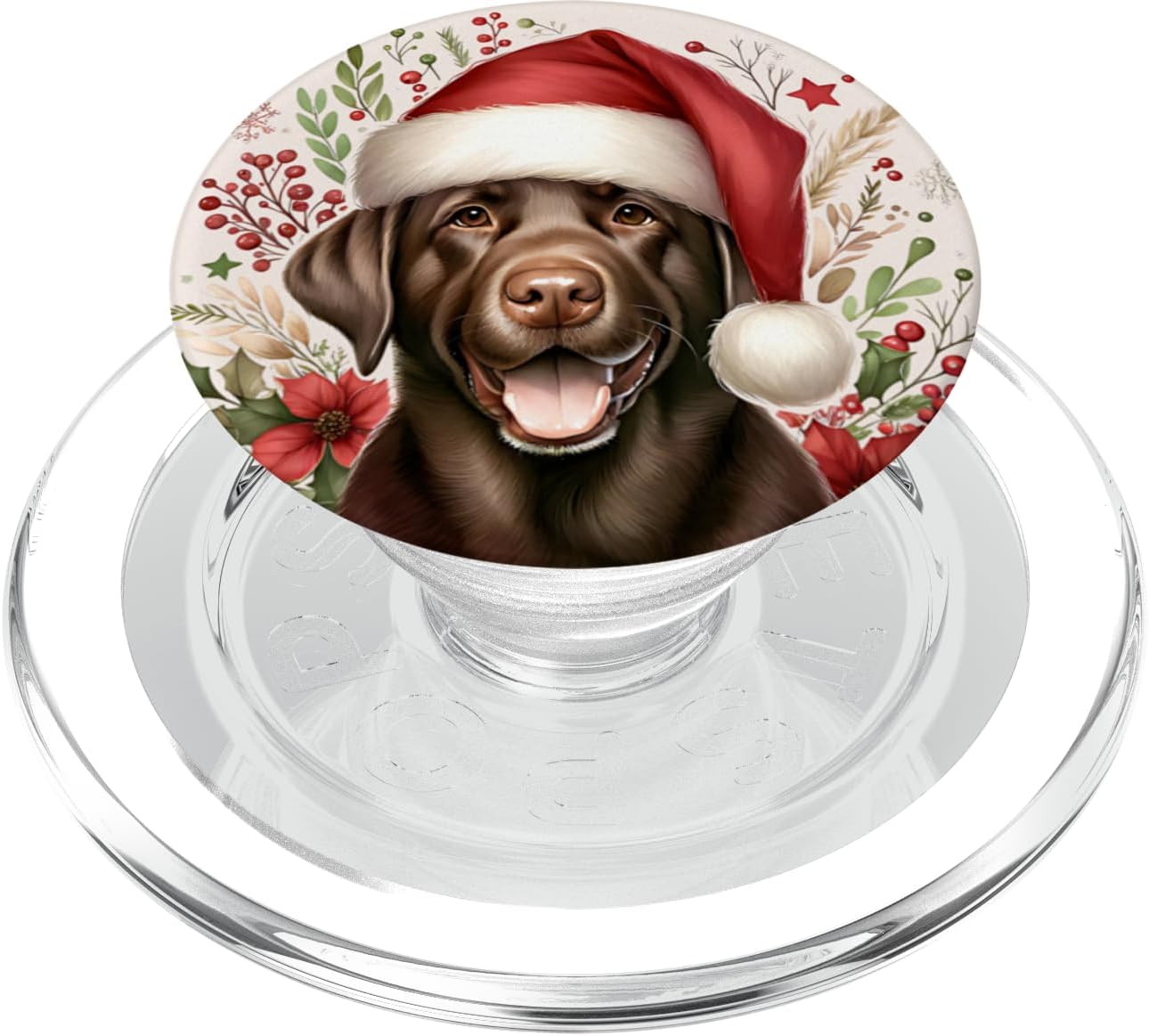 Christmas Chocolate Labrador Lab Dog Watercolor Artwork PopSockets PopWallet for MagSafe
