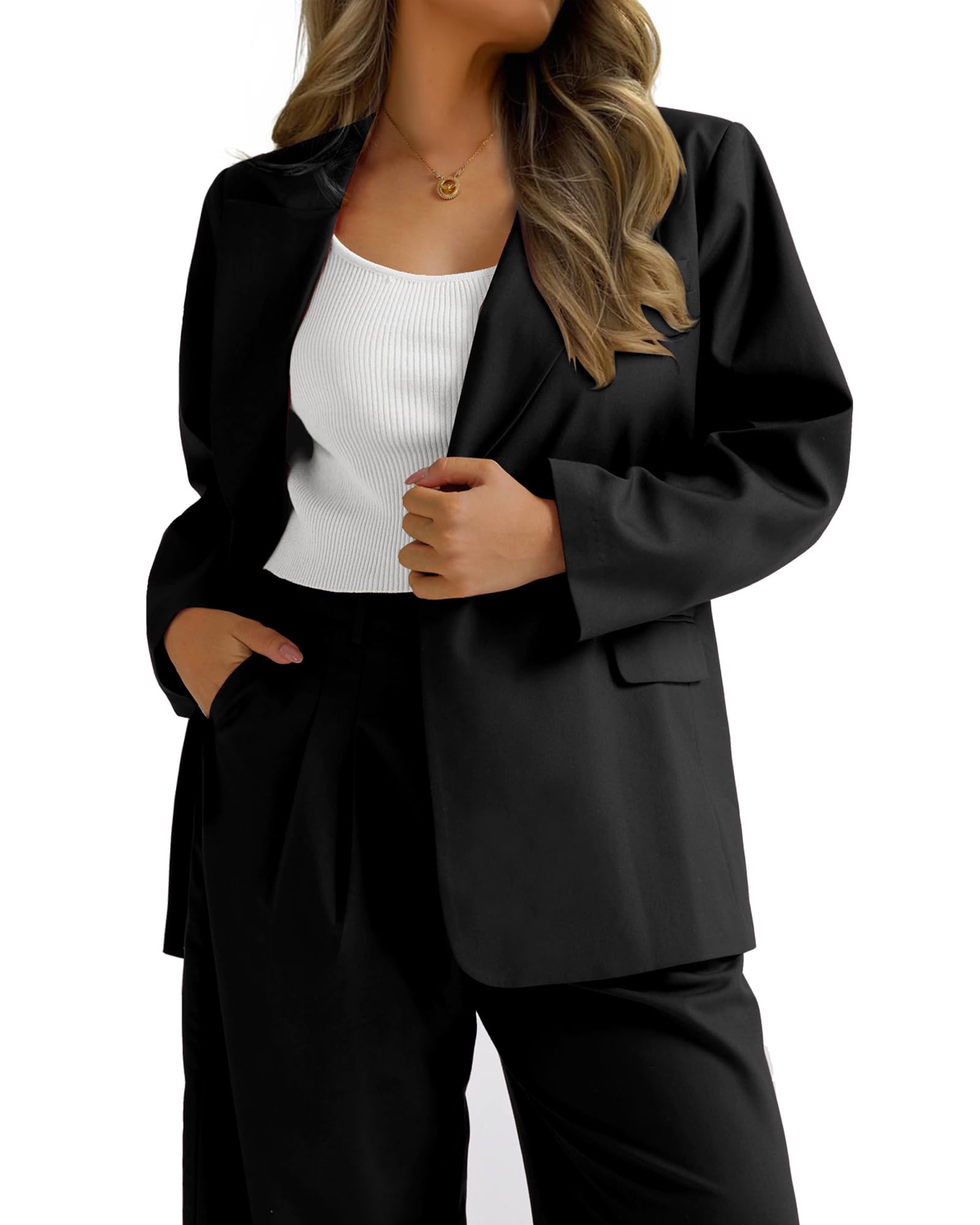 Womens Plus Size Blazers Button Lapel Long Sleeve Work Office Business Casual Blazer Jackets Outerwear with Pockets