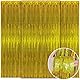 WD&CD Lametta Vorhänge Gold，3 Stück 1x2m Metallische Glitzervorhang Fringe, Glitzer Folien Fransen für Party Deko, Geburtstag Deko, Hochzeit Deko, Happy Birthday Deko, Baby Shower Deko