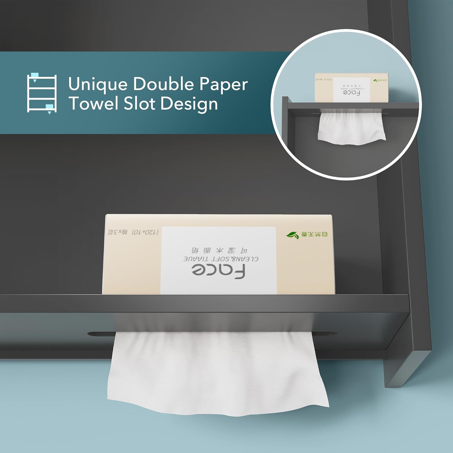 Bathroom Cabinet - Large Single Door 24x30 inchs Wall Cabinet Mirror Medicine Cabinet with Facial Tissues Slot and Multifunctional Storage Area