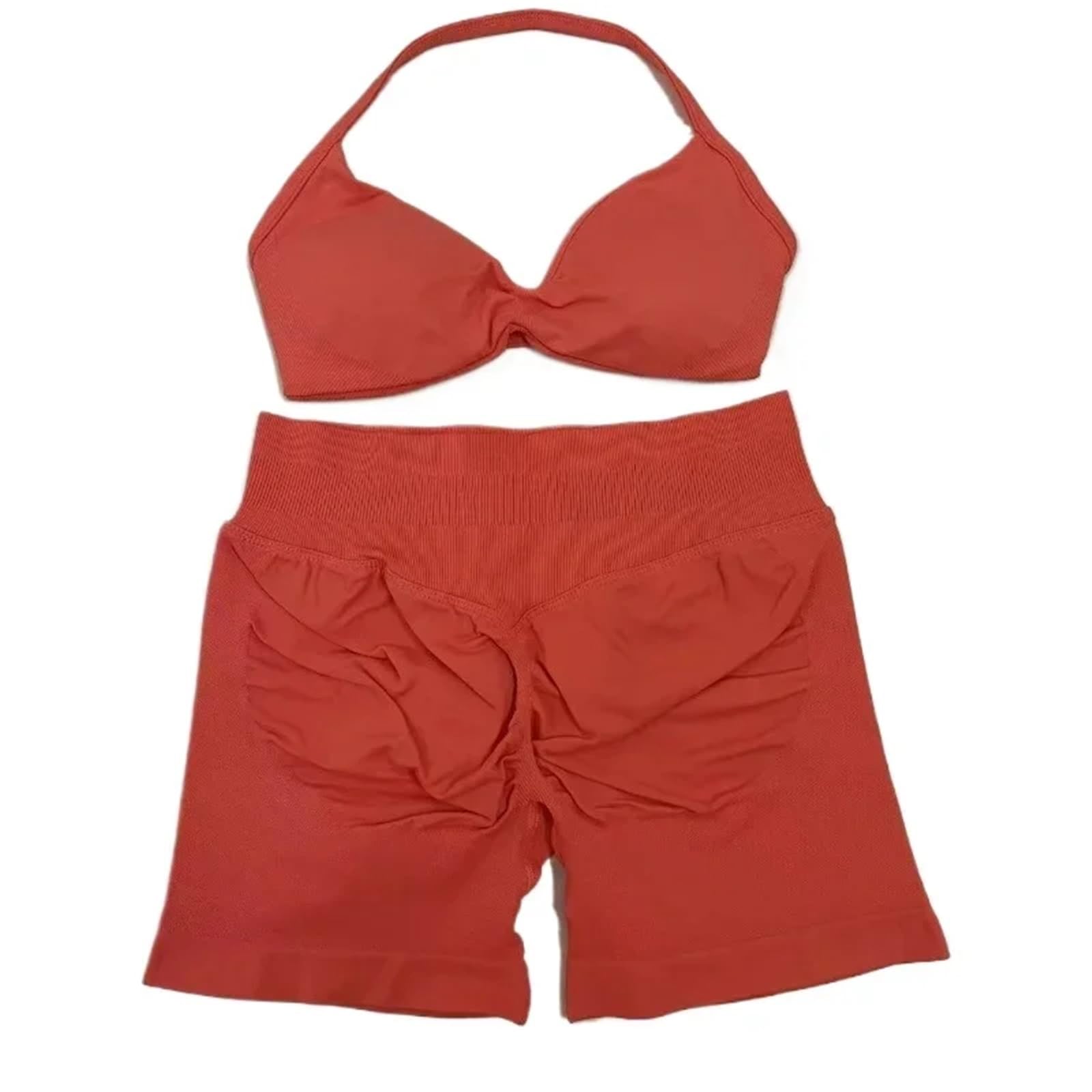 Nahtlose Yoga Set Frauen Workout Kleidung Scrunch Shorts Set Halter Sport Bh Fitness Frau Sportswear