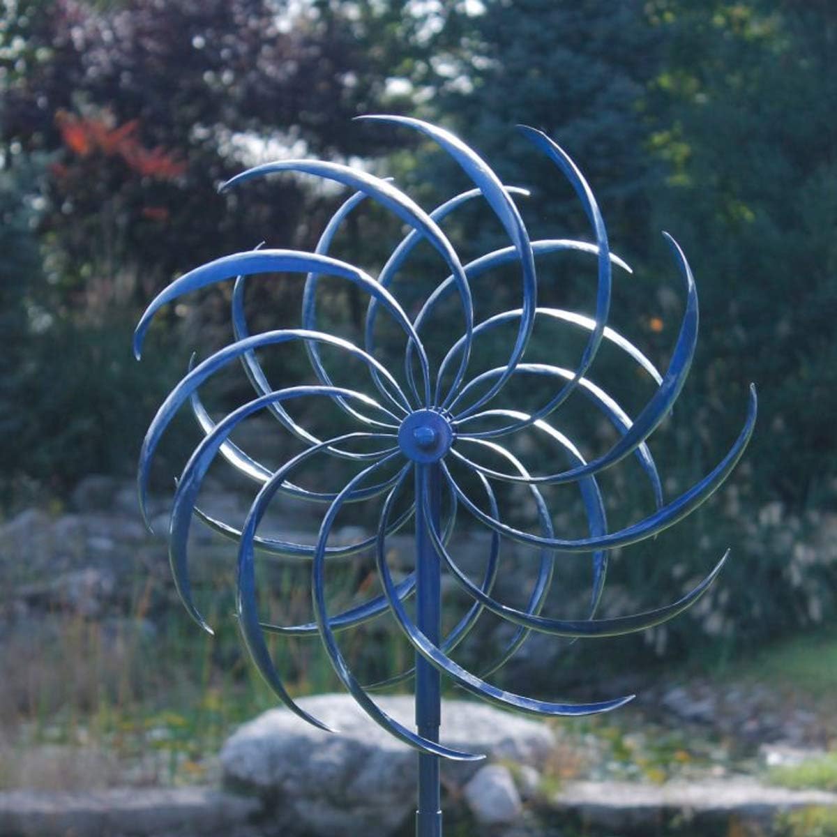 Treasure Gurus Dual Kinetic Metal Garden Art Pinwheel Wind Spinner Unique Outdoor Yard Sculpture