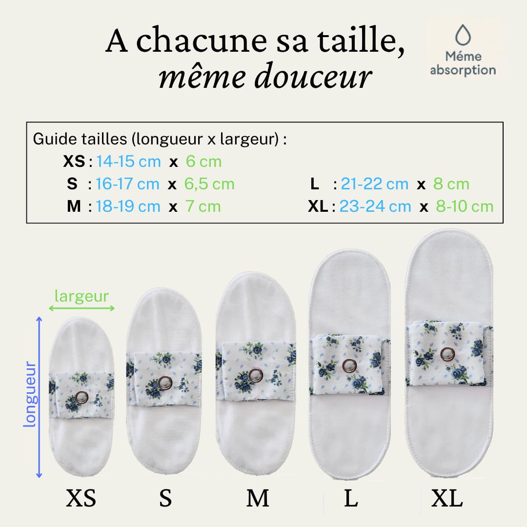 Lot de 5 Protège-Slips Lavables 100% Coton (XS) | Fait Main en France