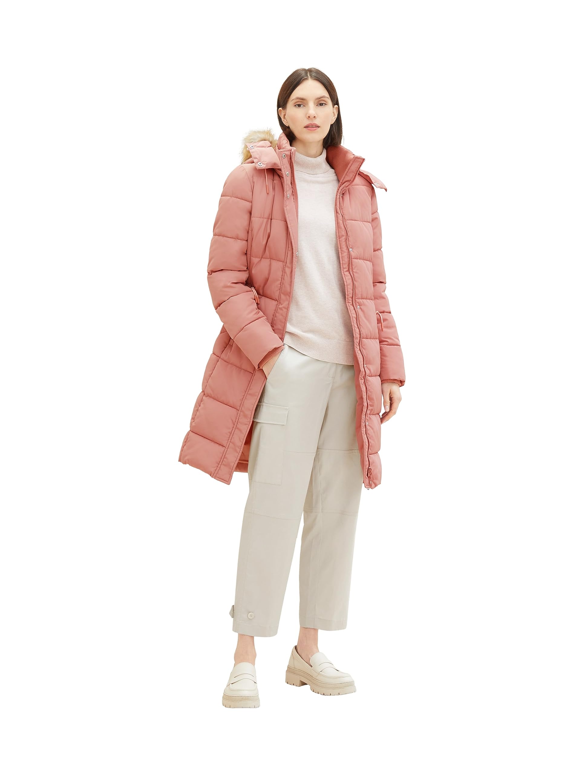 TOM TAILOR Damen Puffer Mantel mit Kapuze , fading rose, XL – Ansicht 2