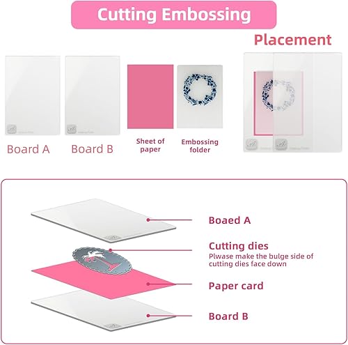 Miniatura 3 de Máquina electrónica A5 de troquelado y estampado de metal rosa Carpetas de estampado 3D, 2 juegos de troqueles de corte de metal, suministros de