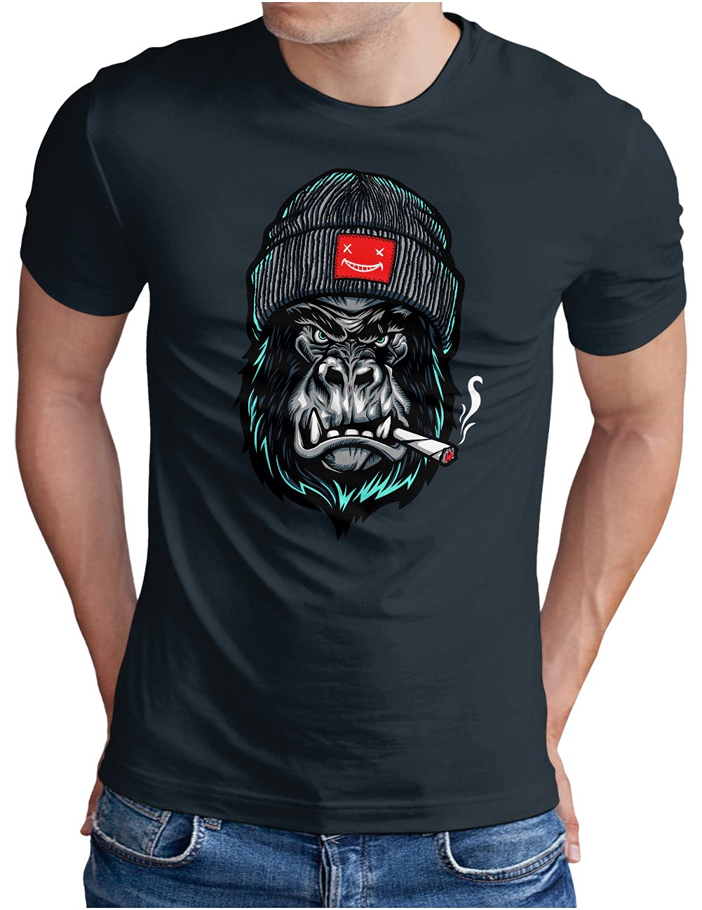 T-Shirt Gorille OM3 Imprime Monkey Beanie Maille Souple 4XL - 8