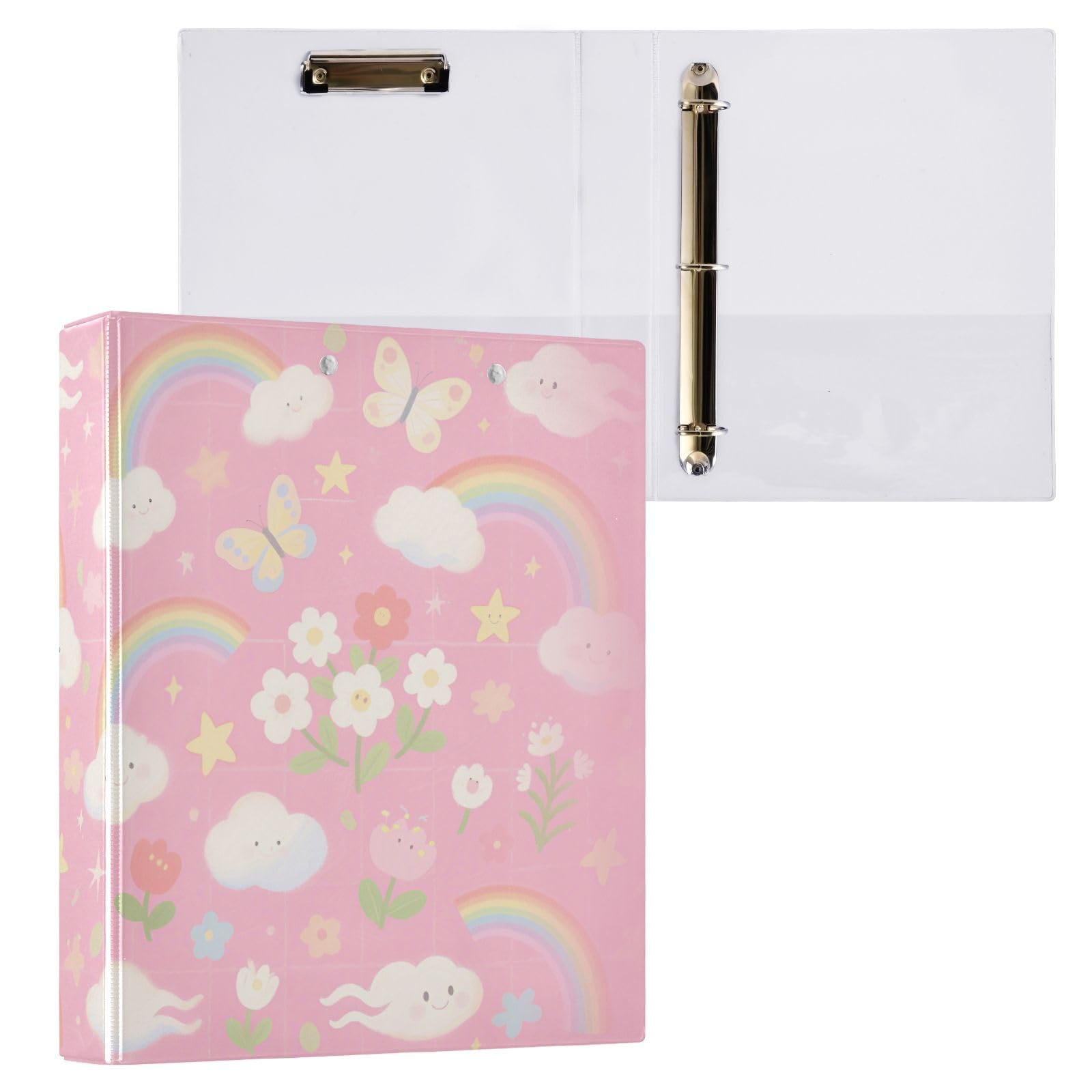 Classeur de 3,8 cm pour l'école avec de jolies fleurs roses