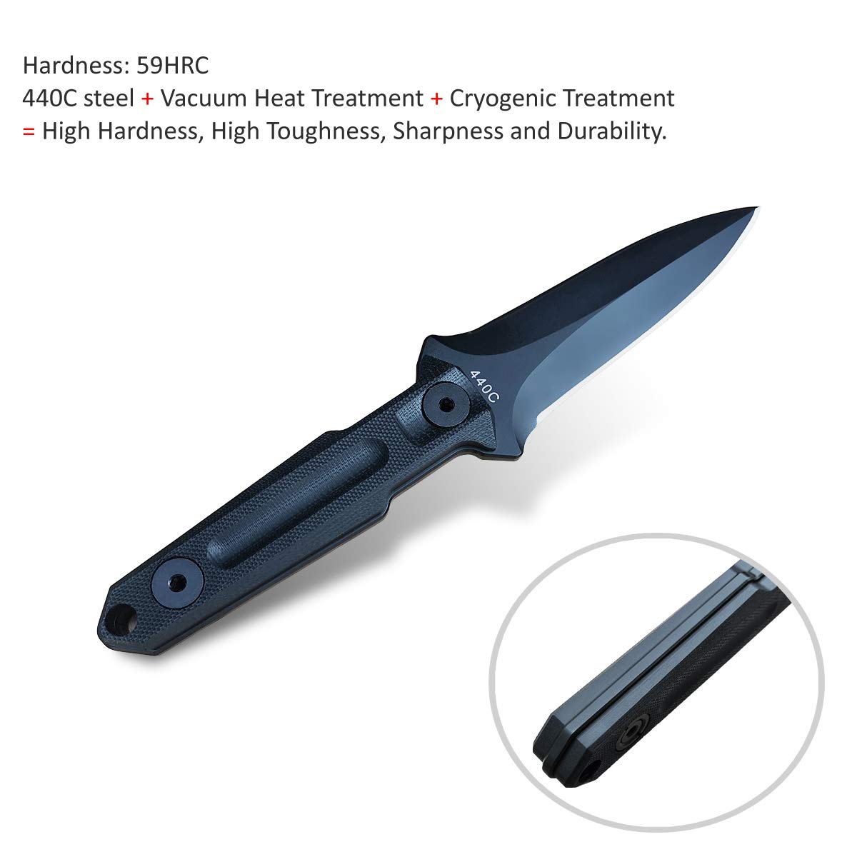 Buy Fixed Blade Knife Tactical, Straight Knife Double Edged, Survival