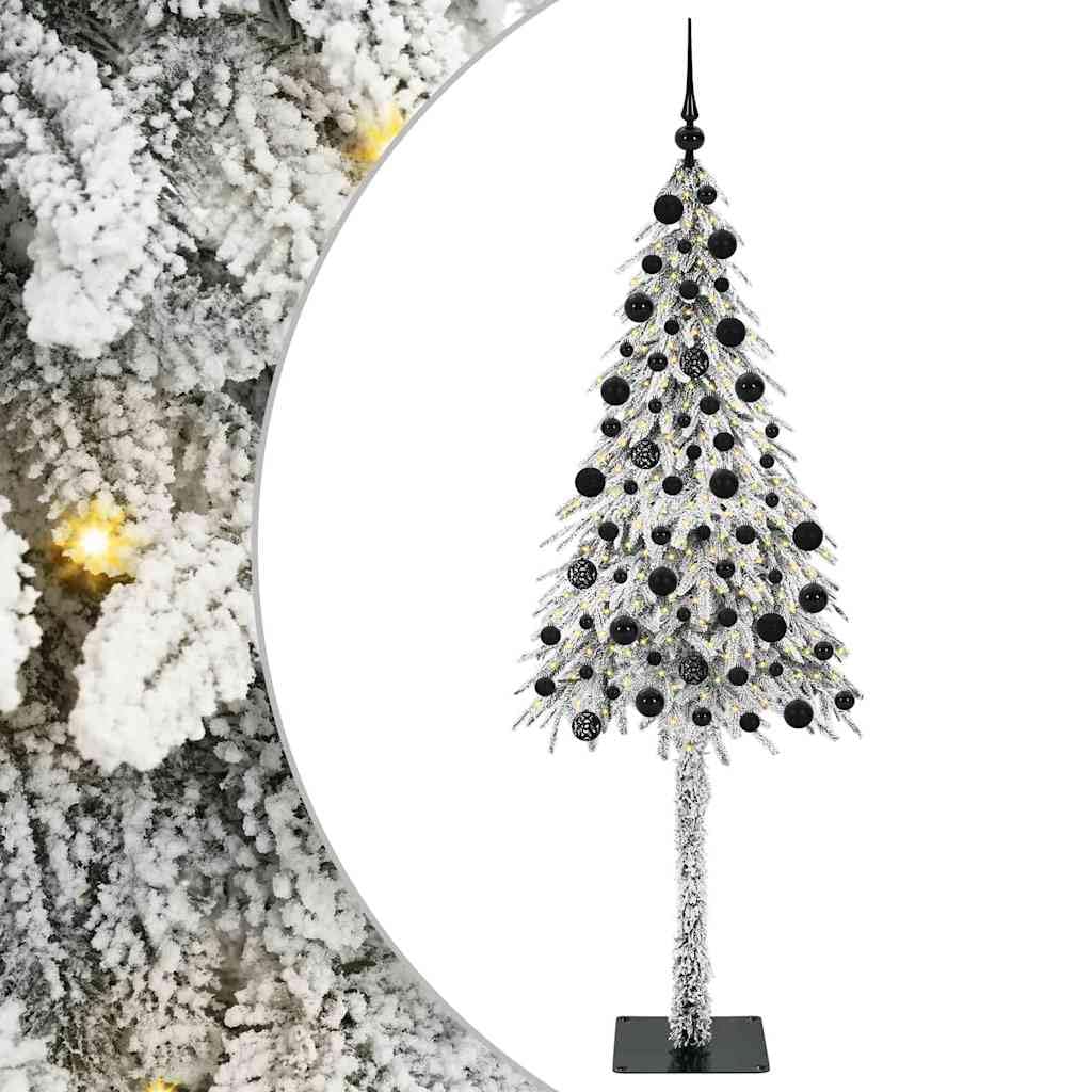 Choinka z 300 diodami LED w kolorze ciepłej bieli, 210 cm, PE i stal, zaśnieżona, do użytku wewnątrz i na zewnątrz, łatwy montaż
