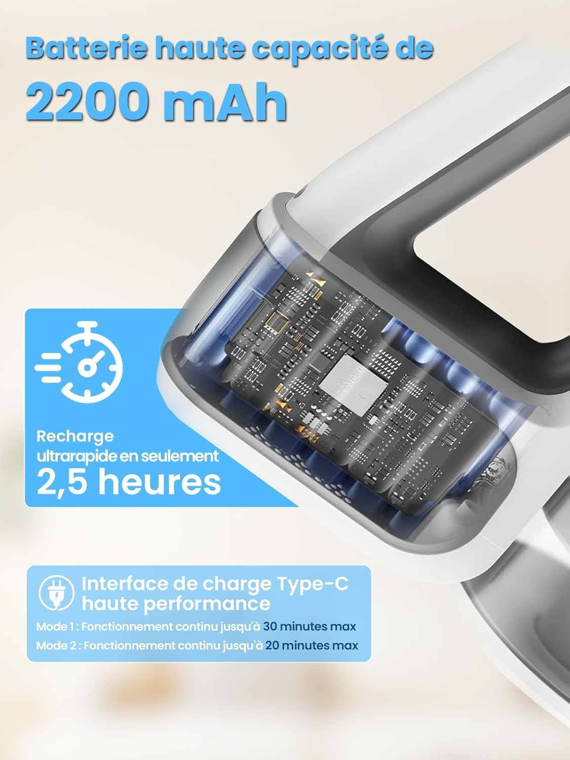 VersLife S6 Aspirateur Balai sans Fil 2-en-1 avec Tube d'Extension, Multifonction, Plusieurs Embouts, Charge USB-C, Filtre HEPA, Filtration Multiple, pour Sols en Bois/Canapés/Voiture
