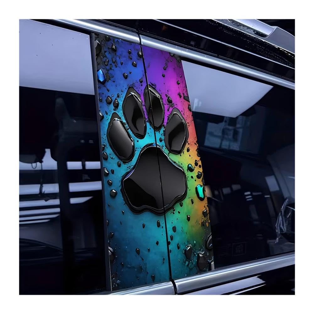Bertdcx One Color Cat Paw Print Car B Pillar Sticker Suitable Waterproof Pvc Vinyl Decal With Scratch Cover Auto Parts