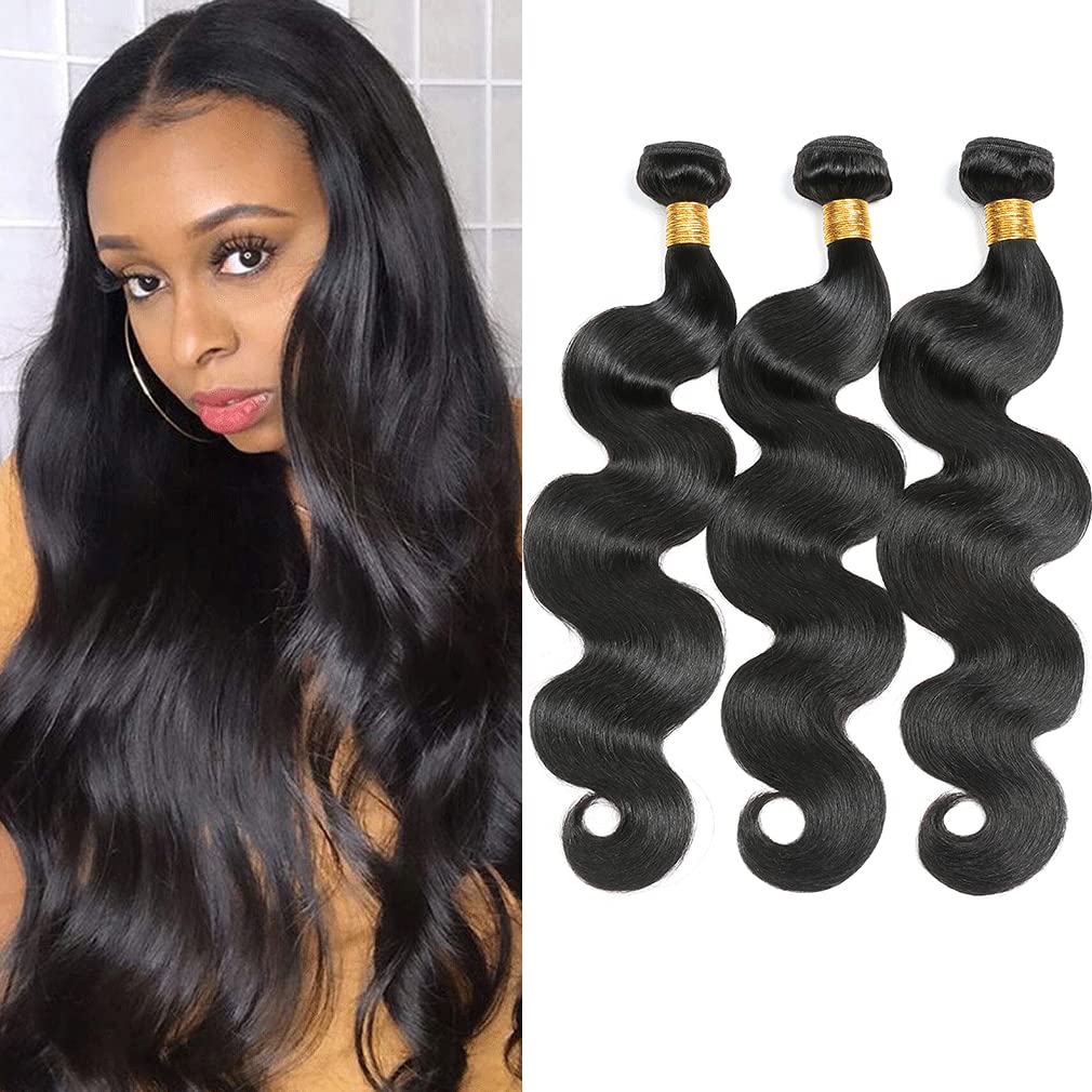 Amazon.com : Peruvian Virgin Body Wave Human Hair 3 Bundles 100%  Unprocessed 1B Color Virgin Body Wave Hair Double Wefts 10A Grade Body Wave  Hair Extensions （8 8 10 Inch） : Beauty & Personal Care