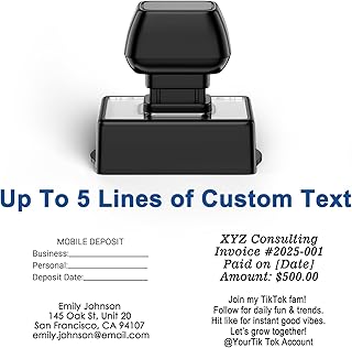 Personalized Custom Self-Inking Stamp - Up to 5 Lines of Custom Text with Clear, Consistent Impressions & Effortless Stamping