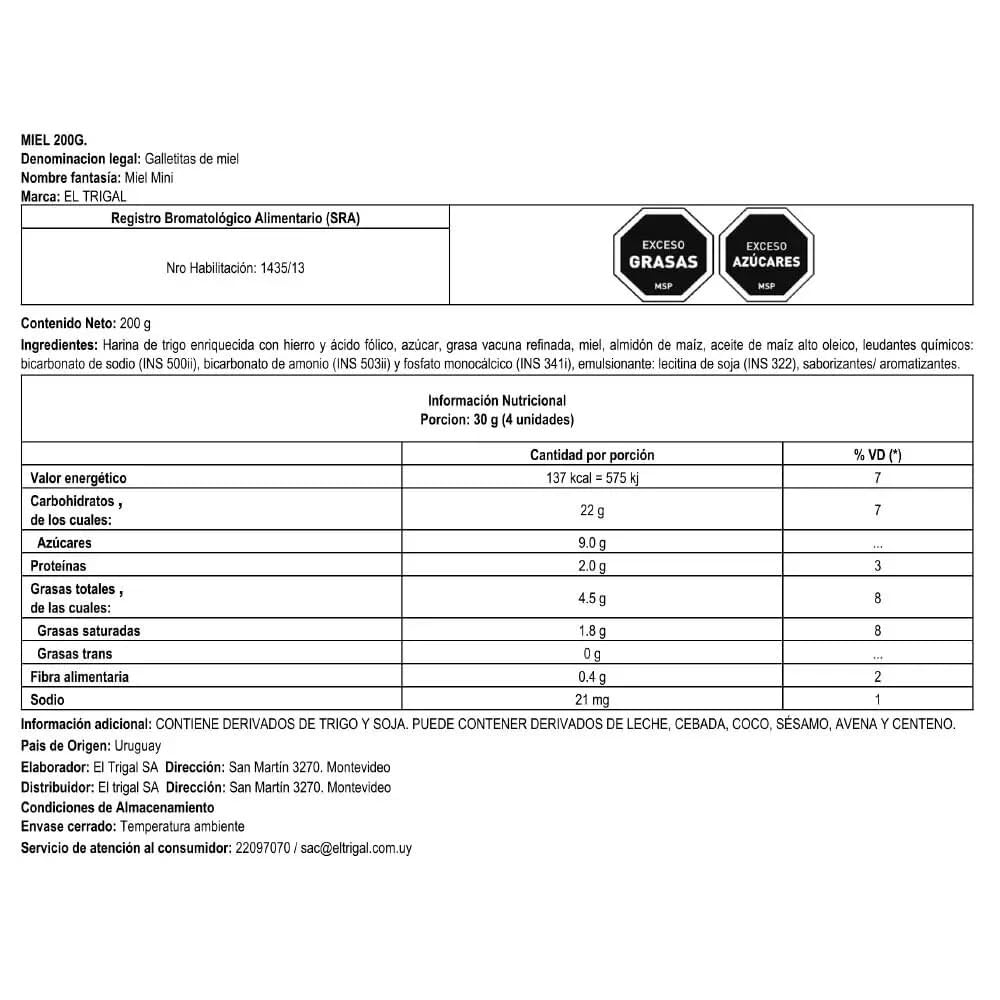 4-Pack El Trigal Honey Cookies – Traditional Galletitas de Miel from Argentina, 200 g (7.05 oz) Each