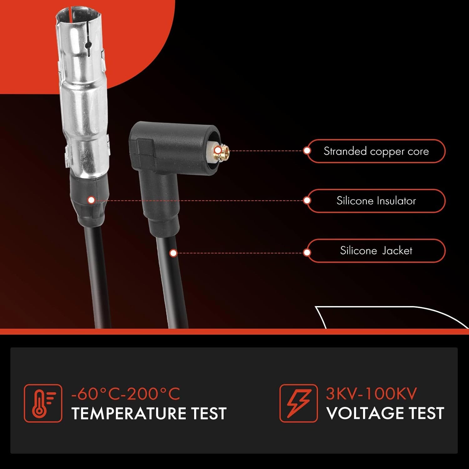 A-Premium Ignition Spark Plug Wires Set of 7 Compatible with Volkswagen Jetta 1994-1999, Passat 1993-1997, Golf 1995-1998, Corrado 1992-1995, V6 2.8L