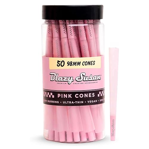 Blazy Pink Cones 50ct Pack | Pink Rolling Cones | Vegan & Smooth Burning | Blazy Susan Quality Smoking Accessories - 50 Count (Pack of 1)