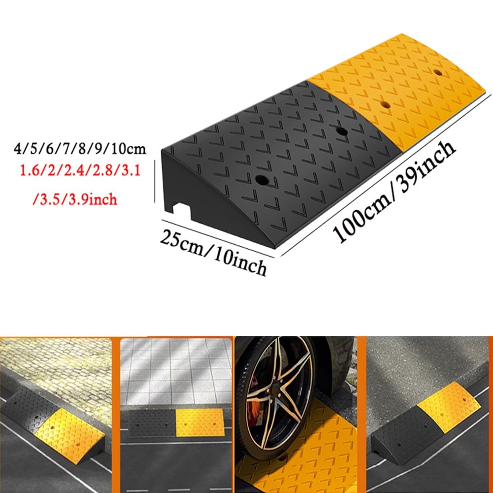 Wytrzymała Gumowa Rampa Krawężnikowa, Antypoślizgowa Rampa Podjazdowa, Rampa Progowa ze Śrubami Rozporowymi, Nośność 2200 Funtów (Size : 100x25x8cm)