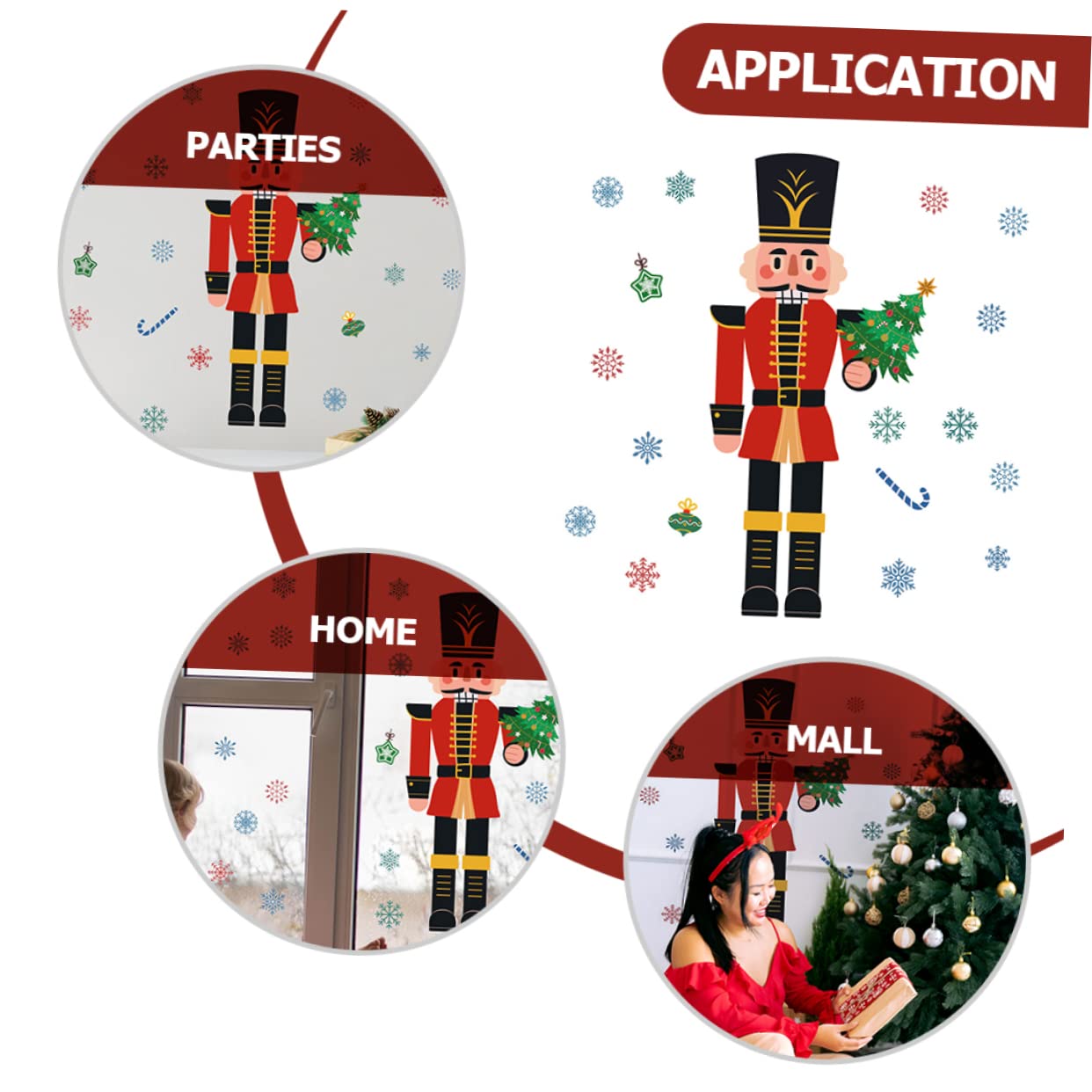 TOPBATHY 5 Piezas Pegatinas Navideñas Para Ventanas Adornos Navideños Etiqueta De La Ventana Calcomanías Navideñas Para Ventanas Ventana De Cascanueces Se Aferra De Polivinilo