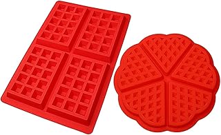 2 Pcs Moule à Gaufres en Silicone, Moules à Gâteaux Silicone Moule Antiadhésif de Haute Qualité Gaufrée Moules à Muffin Biscuit en Forme Carrée en Forme de Coeur