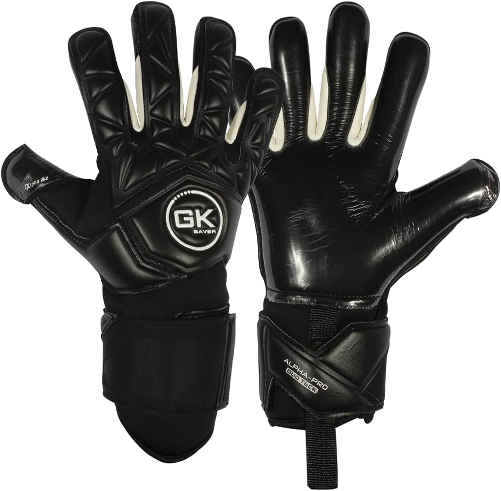 GK Saver Football Goalkeeper Goalie Gloves |Anti-Slip Grip Palms |Alpha Series |Goalkeeping GK Gloves Size 6 to 11