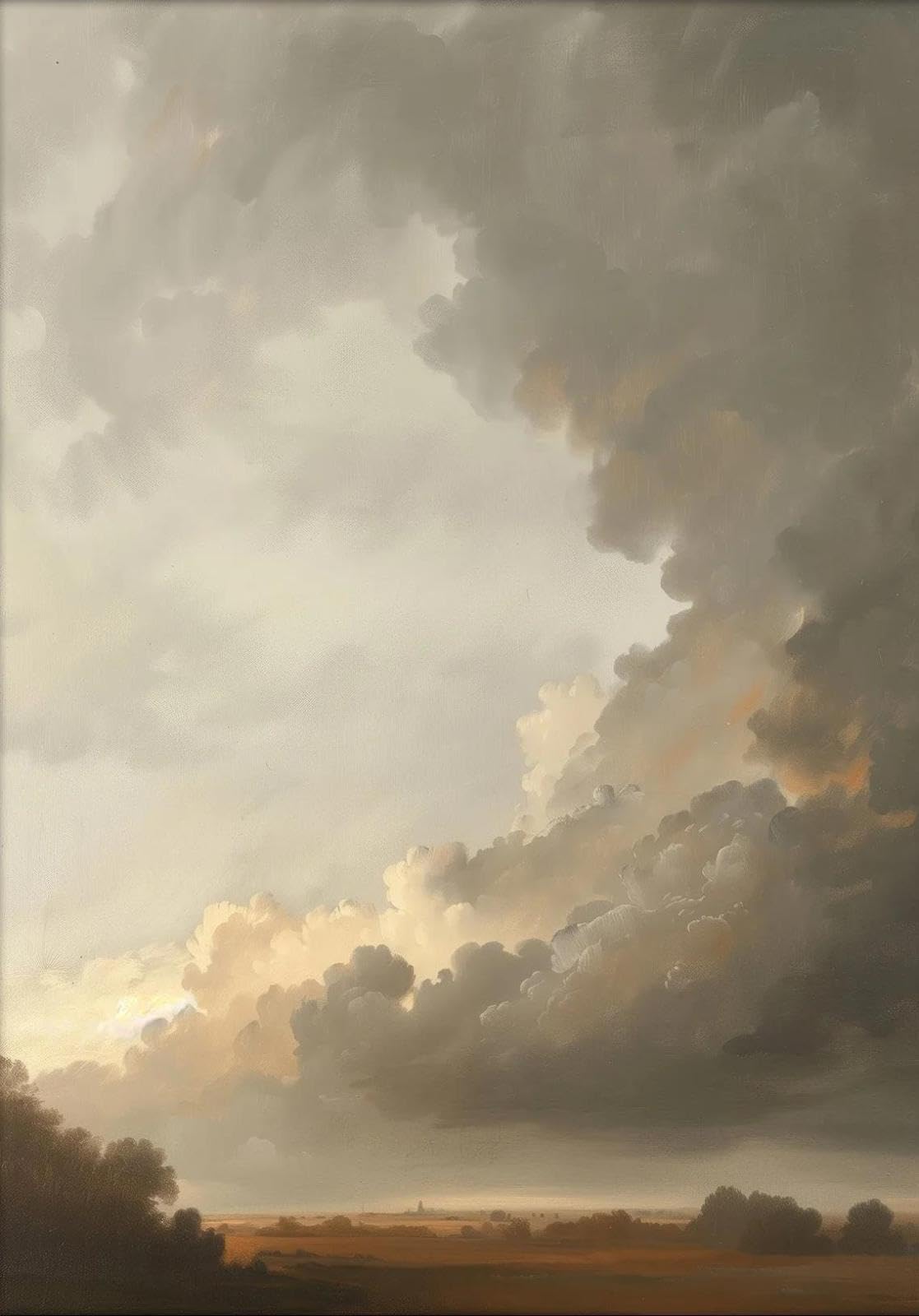 SHINERING Vintage Cloud And Birds Sky Landscape Canvas Painting Poster Print Wall Art Picture For Living Room Home Decor A3 50X70Cm Unframed