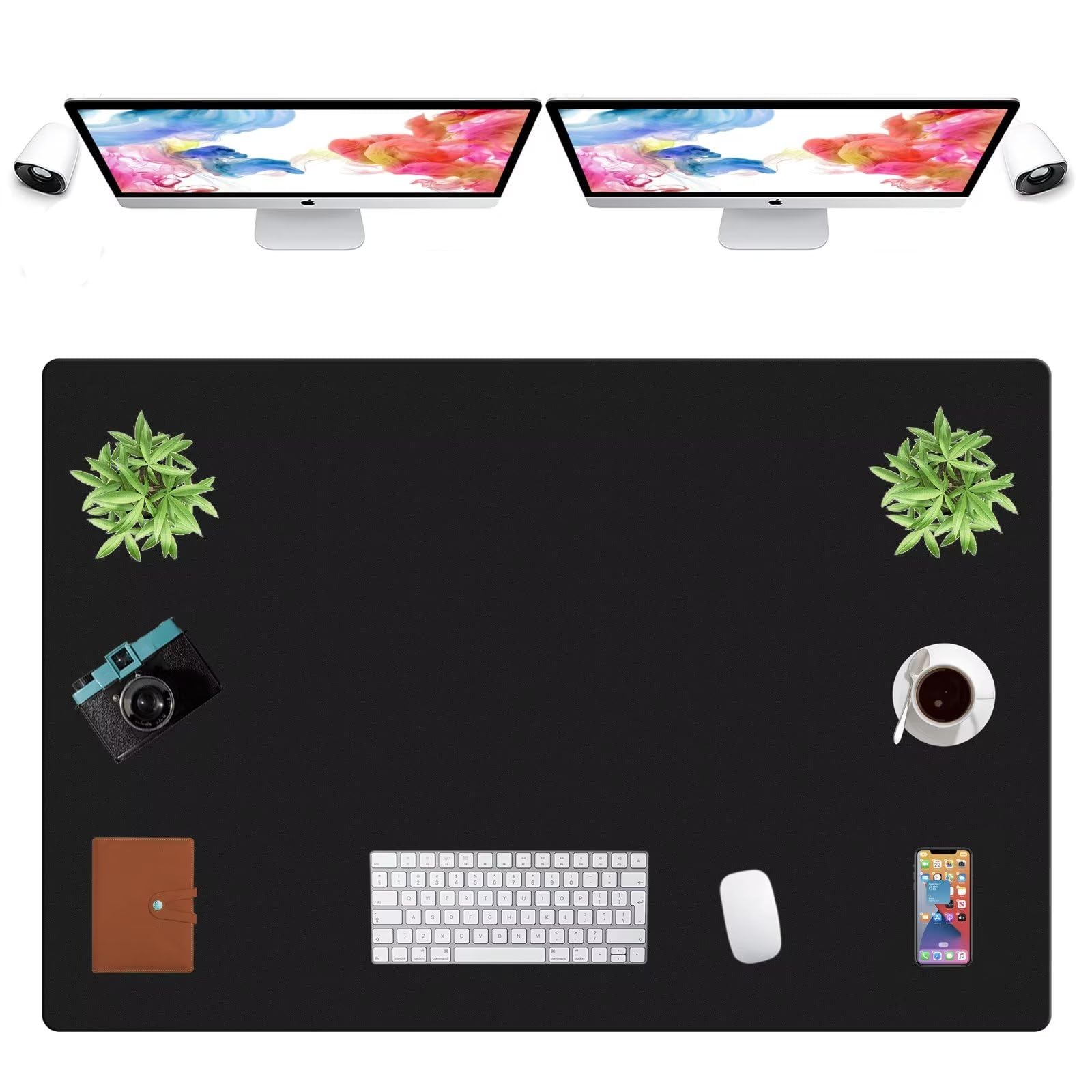 LL-COEUR Extra Large PU Leather Desk Mat Large Mouse Pad XXL Waterproof Table Mat Office Laptop Writing Pad (47.2 x 31.5 inch, Black)
