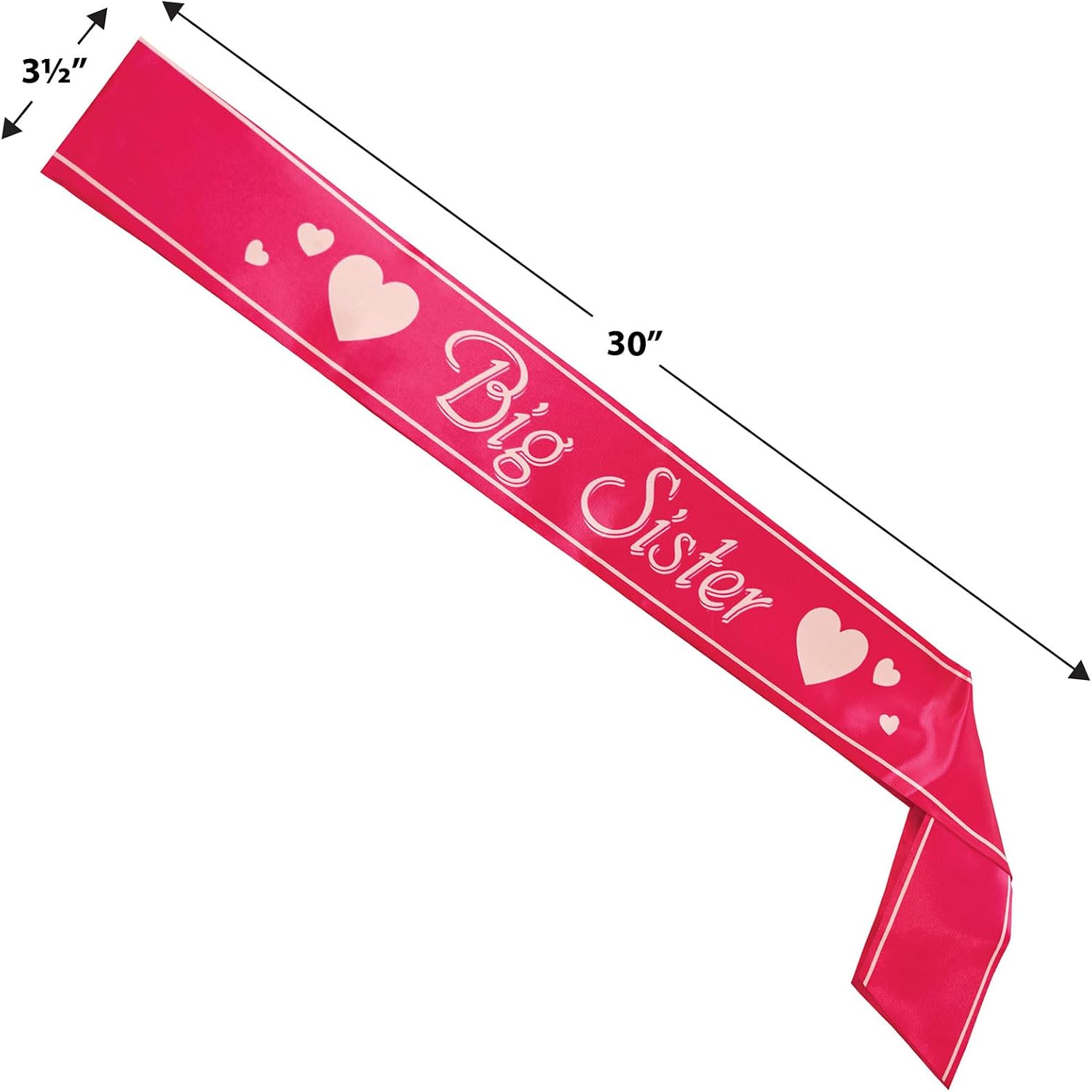 Beistle Big Sister Satin Sash, 27-Inch by 3-1/2-Inch, Cerise/White