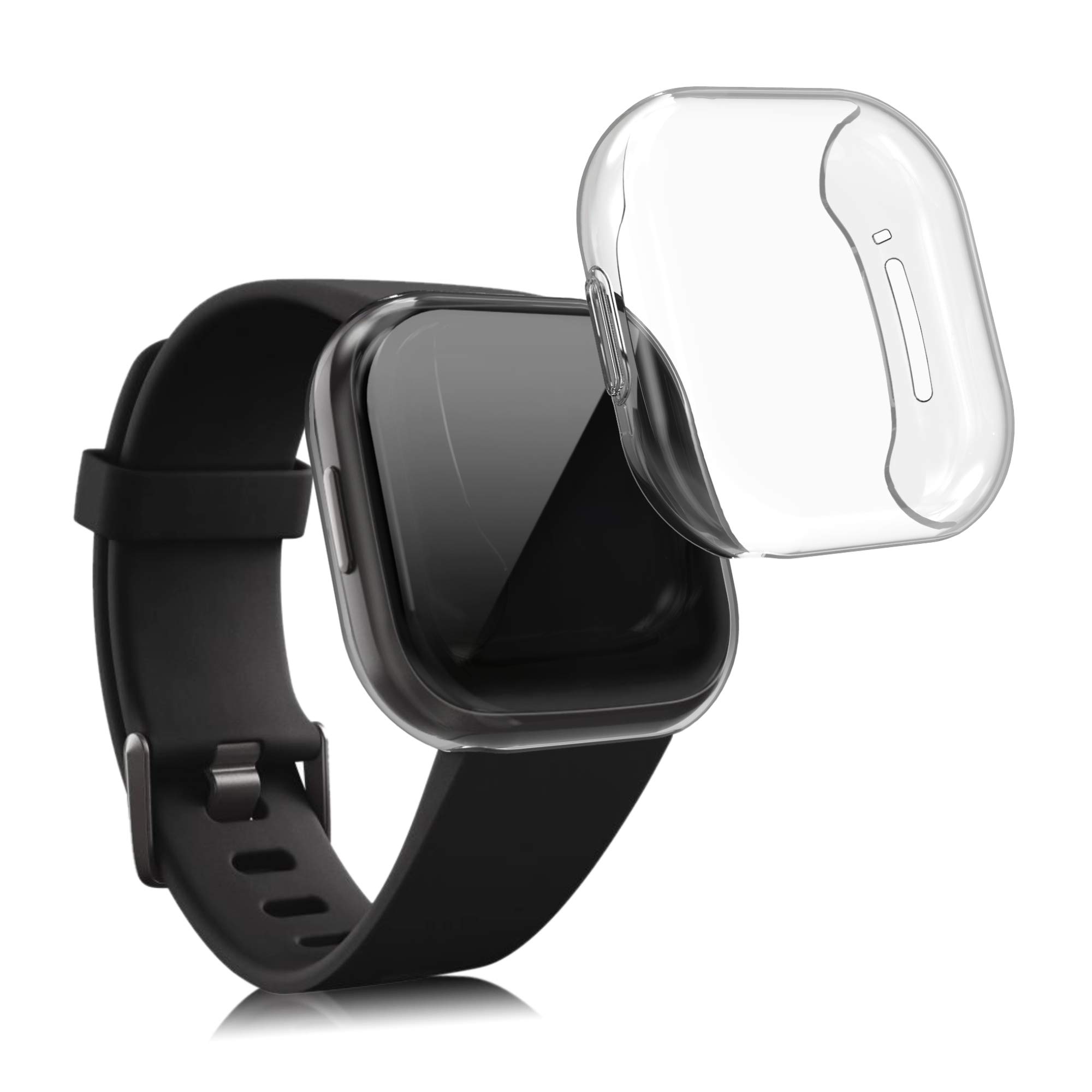 kwmobile Etui kompatybilne z Fitbit Versa 3/Sense Case, 2 x silikonowe etui na monitor aktywności, z TPU, przezroczyste