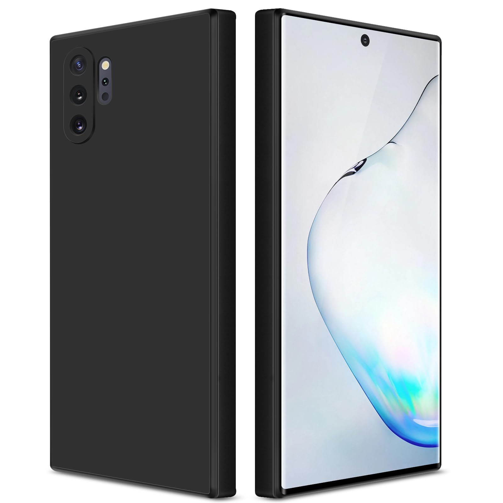 GiiYoon Case Compatible with Samsung Galaxy Note 10 Plus, Silky-Soft Touch Full-Body Protective Phone Silicone Case, Shockproof Cover with Microfiber Lining, Black