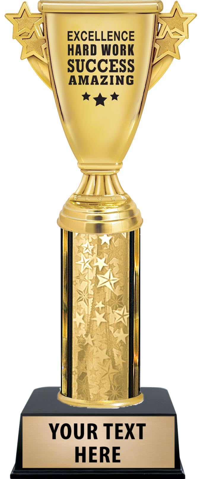 Crown Awards11" Recognition Cup - Gold Stars Column Trophy - Add Your Own Engraving