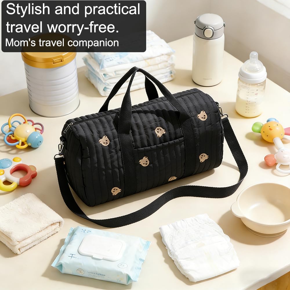 Bolsa de pañales convertible con bolsillos aislados y ganchos para cochecito para viajes recién nacidos, color negro — view 3