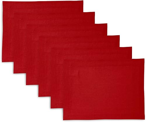 Solino Home 100% Linen Placemats Red Prewashed, Sonoma 14 x 