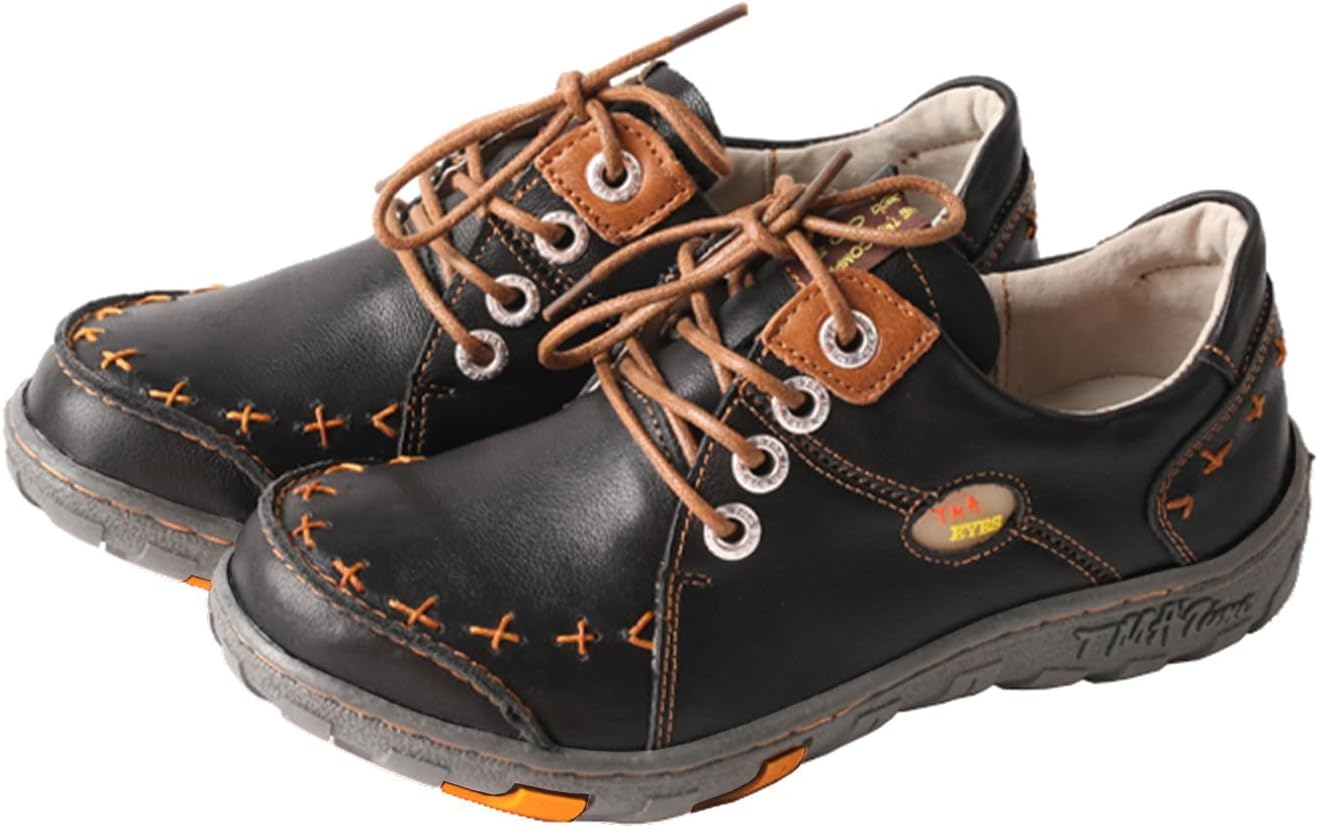 TMA EYES Women's Leather Non-Slip lace-up Leather Fashion Shoes Flats Comfortable with Hand-Stitched Design - Image 3