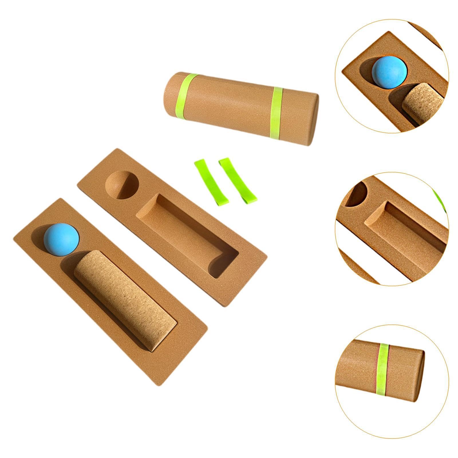 Balance Board con Rodillo de Corcho Natural Bola para Movilidad del Pie Y Banda de Resistencia Set para Entrenamiento Funcional Y Prevención de Lesion