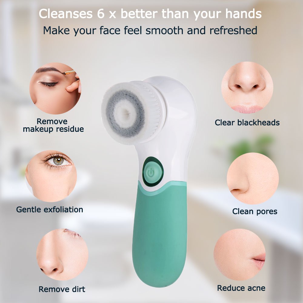 Spinning Face Cleansing Brush Queenwill Waterproof Facial Cleansing Rotating Brush Set for Exfoliating, Face Massage & Deep Cleansing, equipped with 3 Portable Facial cleaners & 2 Adjustable Speeds : Beauty & Personal Care