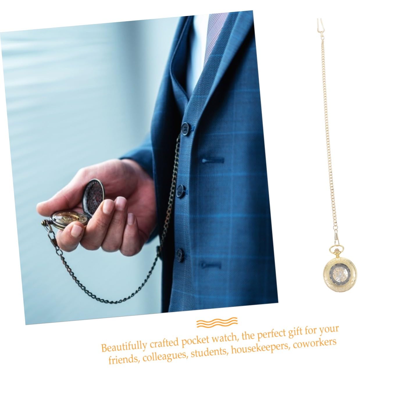 Homoyoyo Reloj de Bolsillo Vintage Dorado de Aleación de Zinc, Movimiento Preciso y Ligero, Obsequio Día del Padre y Cumpleaños