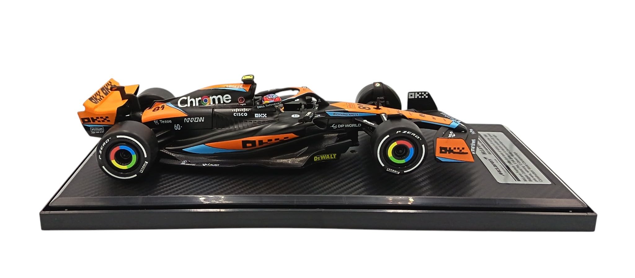 OPO 10 Coche de Fórmula 1 a Escala 1:24 con Casco de piloto, Compatible con McLaren MCL60 Piastri #81 2023 Gran Premio de Australia (8.º Puesto) - CCA 81-68290