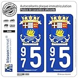 blasonimmat 2 Autocollants immatriculation Auto 975 Saint-Pierre et Miquelon - Armoiries